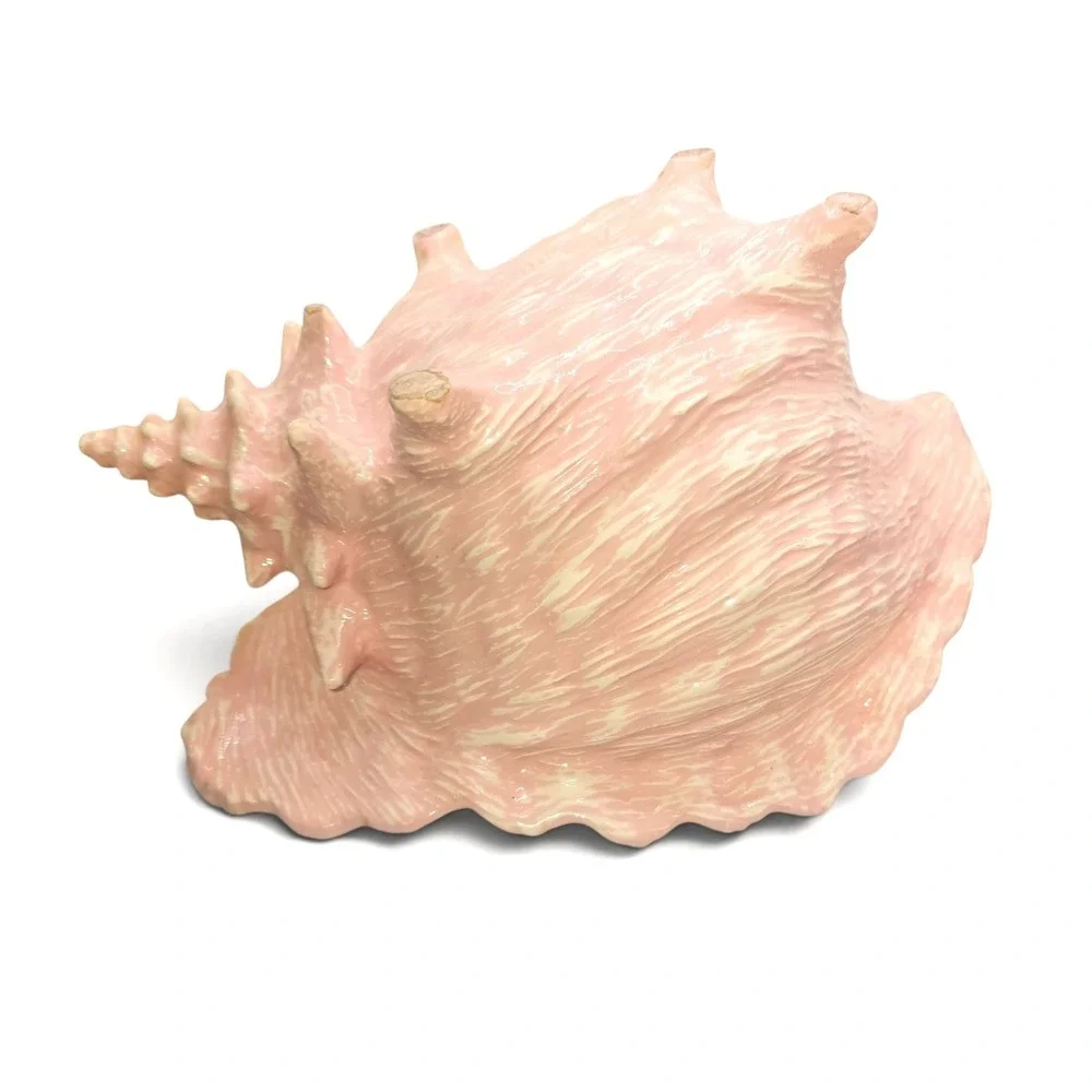 Vintage Atlantic Mold Pink Conch Shell Planter Ceramic 1970s Coastal Decor